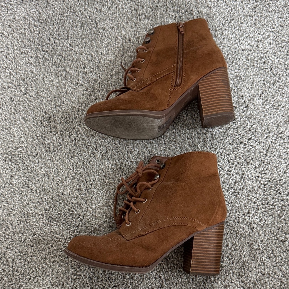 Soda Brown Lace Up Boots - Picture 2 of 7